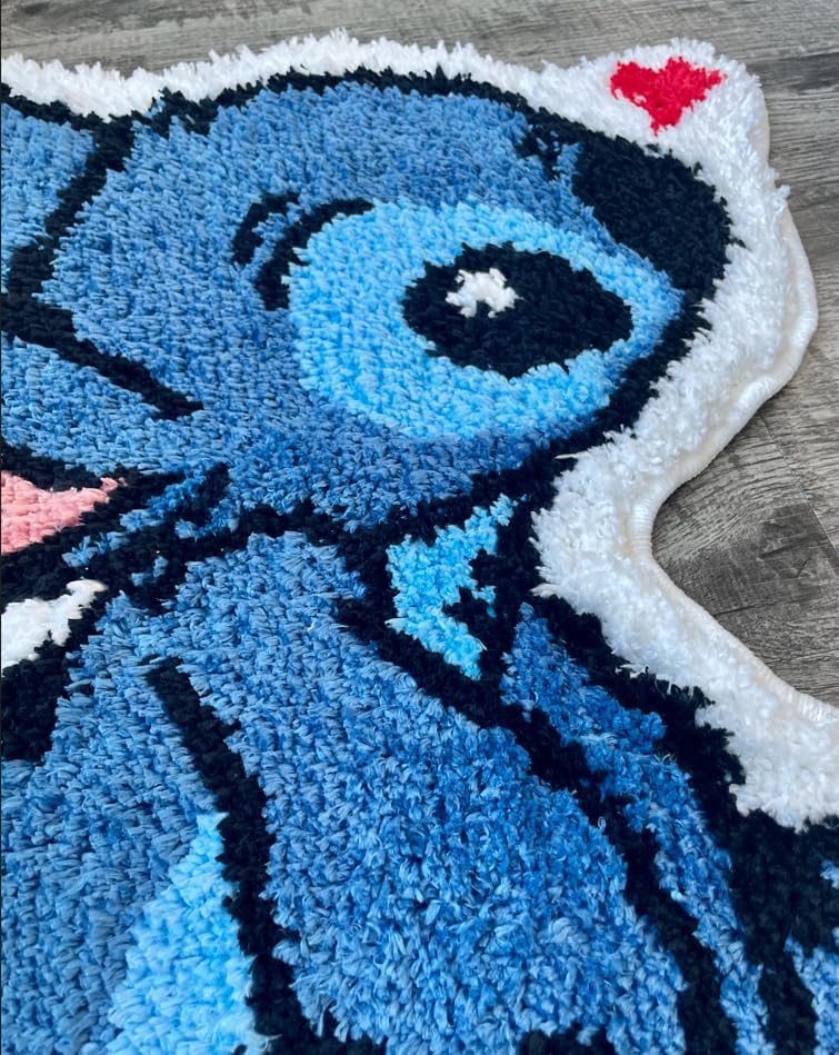 Luxape Stitch Rug - Handmade Tufted bathmat - Handmade & Premium- 28 * 23in (70 * 58cm) - Hypebeast Decor - Anime Rug - Preppy Decor - Stitch Room Decor - - Image 3